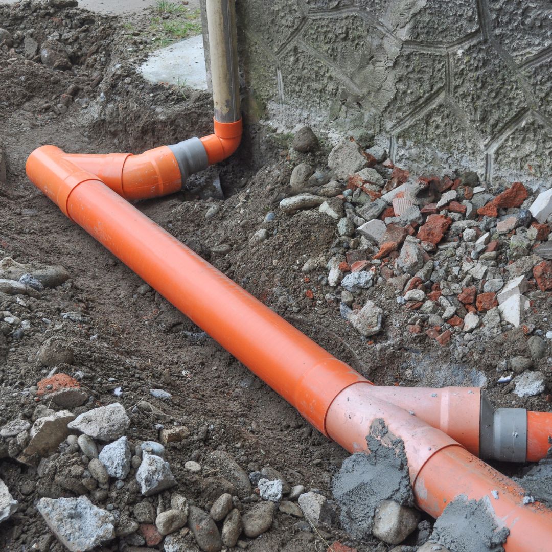 orange underground pipes